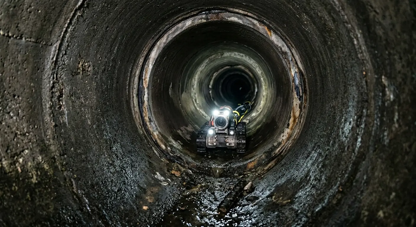 Robotic sewer camera inspecting pipe interior for Sewer Line Repair in Quincy